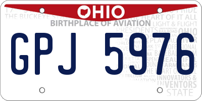 OH license plate GPJ5976