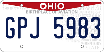 OH license plate GPJ5983