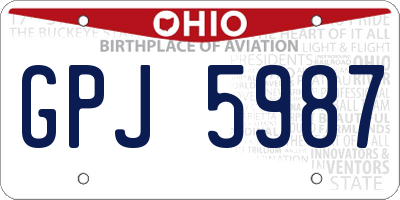 OH license plate GPJ5987