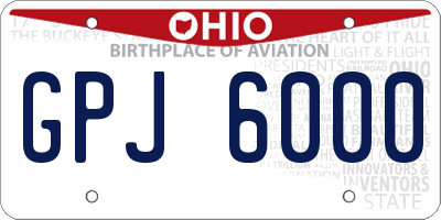 OH license plate GPJ6000
