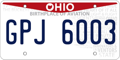 OH license plate GPJ6003