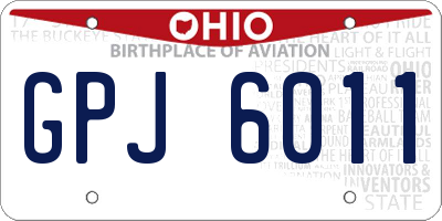 OH license plate GPJ6011