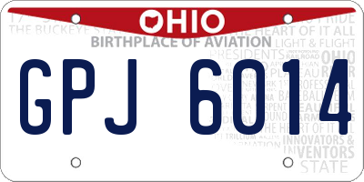 OH license plate GPJ6014