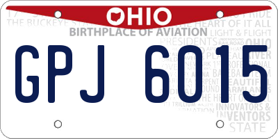OH license plate GPJ6015