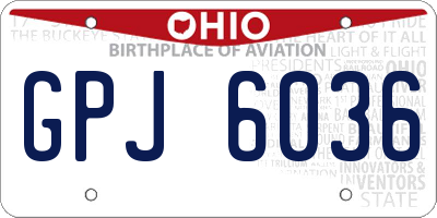 OH license plate GPJ6036