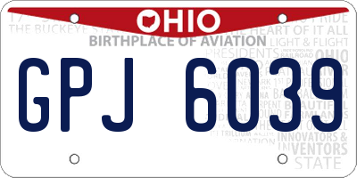 OH license plate GPJ6039