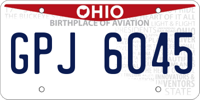 OH license plate GPJ6045