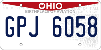 OH license plate GPJ6058