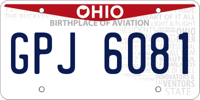 OH license plate GPJ6081