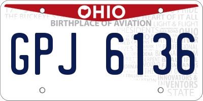 OH license plate GPJ6136