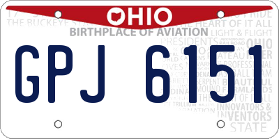 OH license plate GPJ6151