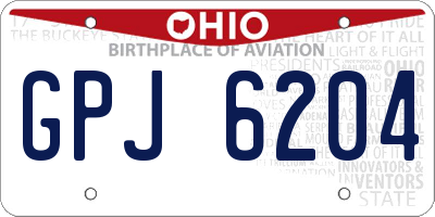 OH license plate GPJ6204