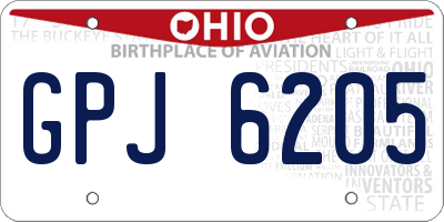 OH license plate GPJ6205