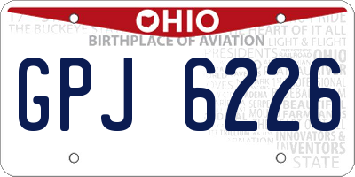 OH license plate GPJ6226