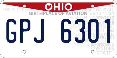OH license plate GPJ6301