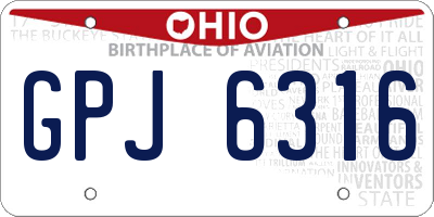 OH license plate GPJ6316