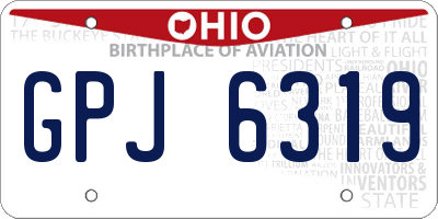 OH license plate GPJ6319