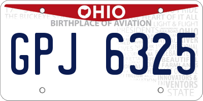 OH license plate GPJ6325