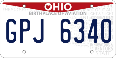 OH license plate GPJ6340