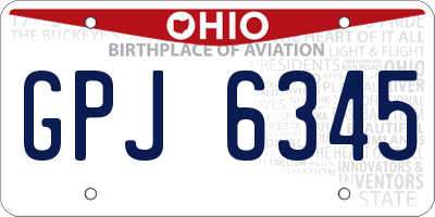 OH license plate GPJ6345