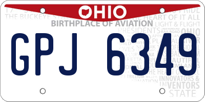 OH license plate GPJ6349