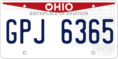 OH license plate GPJ6365