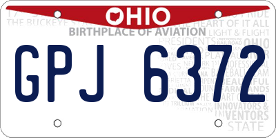 OH license plate GPJ6372