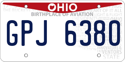 OH license plate GPJ6380