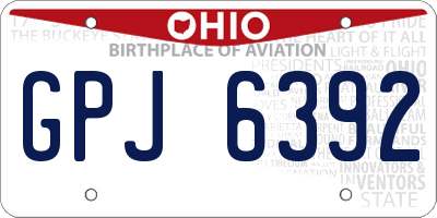OH license plate GPJ6392