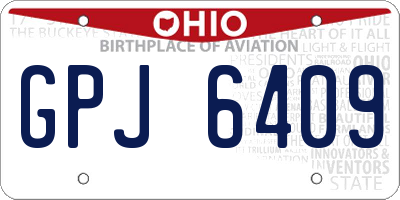 OH license plate GPJ6409
