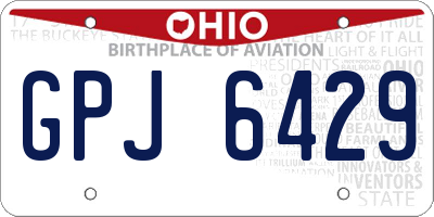 OH license plate GPJ6429