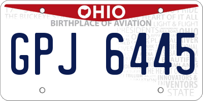 OH license plate GPJ6445