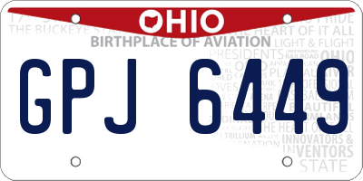 OH license plate GPJ6449