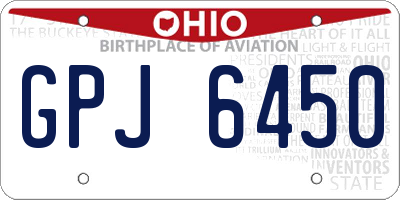 OH license plate GPJ6450