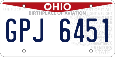OH license plate GPJ6451