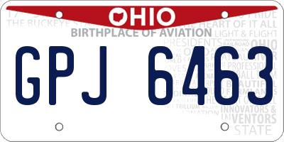 OH license plate GPJ6463