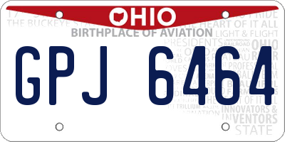 OH license plate GPJ6464