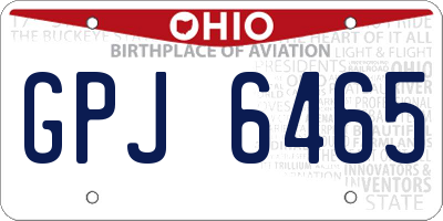 OH license plate GPJ6465