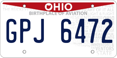 OH license plate GPJ6472