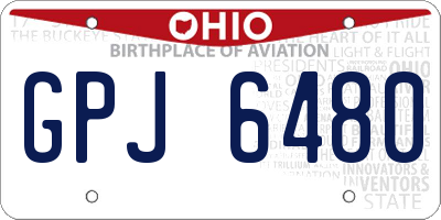 OH license plate GPJ6480