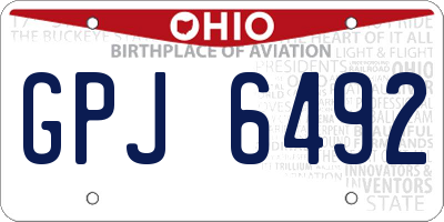 OH license plate GPJ6492