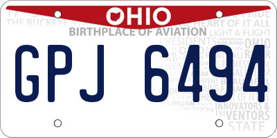 OH license plate GPJ6494