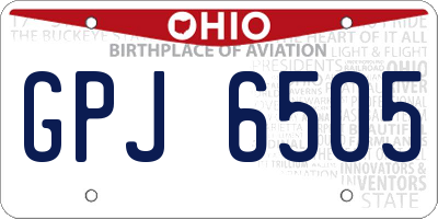 OH license plate GPJ6505