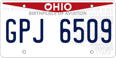 OH license plate GPJ6509