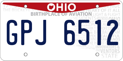OH license plate GPJ6512