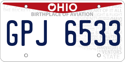 OH license plate GPJ6533