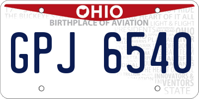 OH license plate GPJ6540