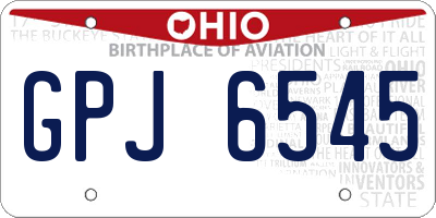 OH license plate GPJ6545