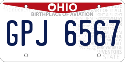 OH license plate GPJ6567