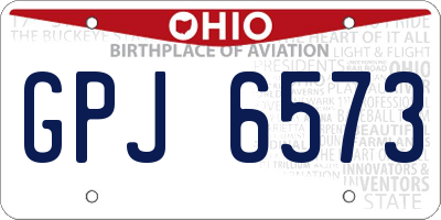 OH license plate GPJ6573